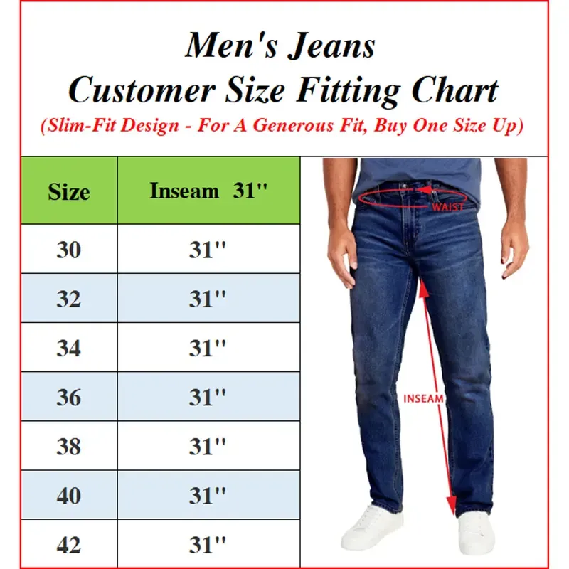 Men's Flex Stretch Slim Straight Jeans Classic Denim