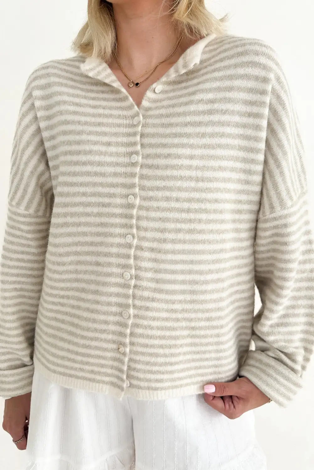 Washed Soft Striped Cardigan