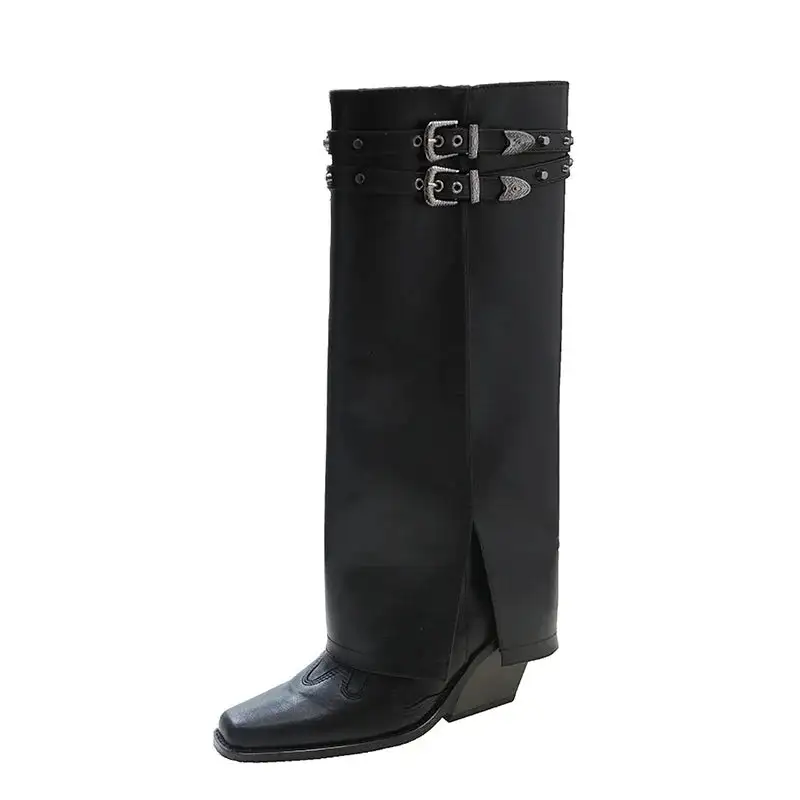 Cowboy Square-Toe Square-Heel Knee-High Boots