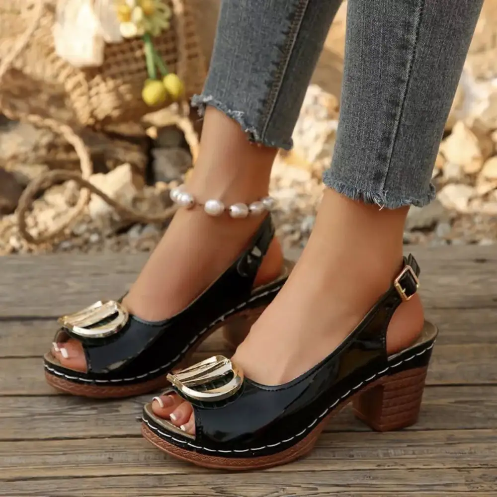 Modern Peep Toe Block Heel Sandals