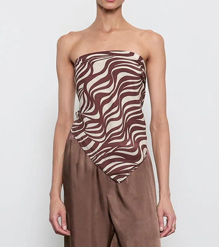 Print Scarf Top Wave Print
