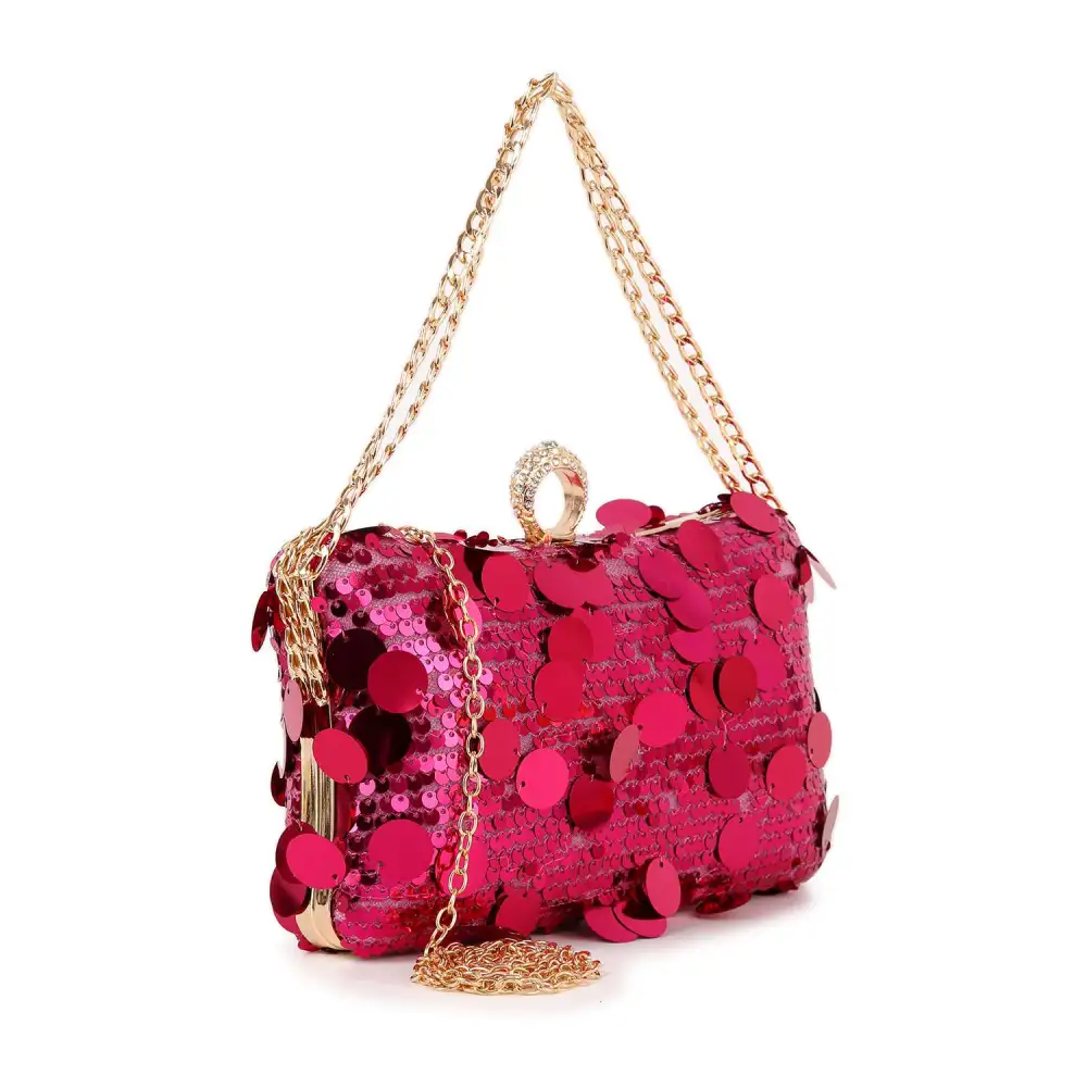 Relaxed Detail Chain Accent Evening Clutch Bag