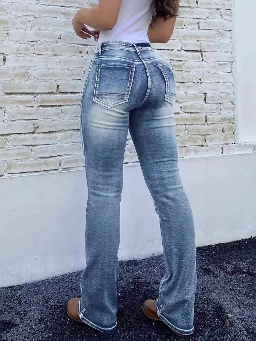 Relaxed High Waist Flare Leg Denim Jeans