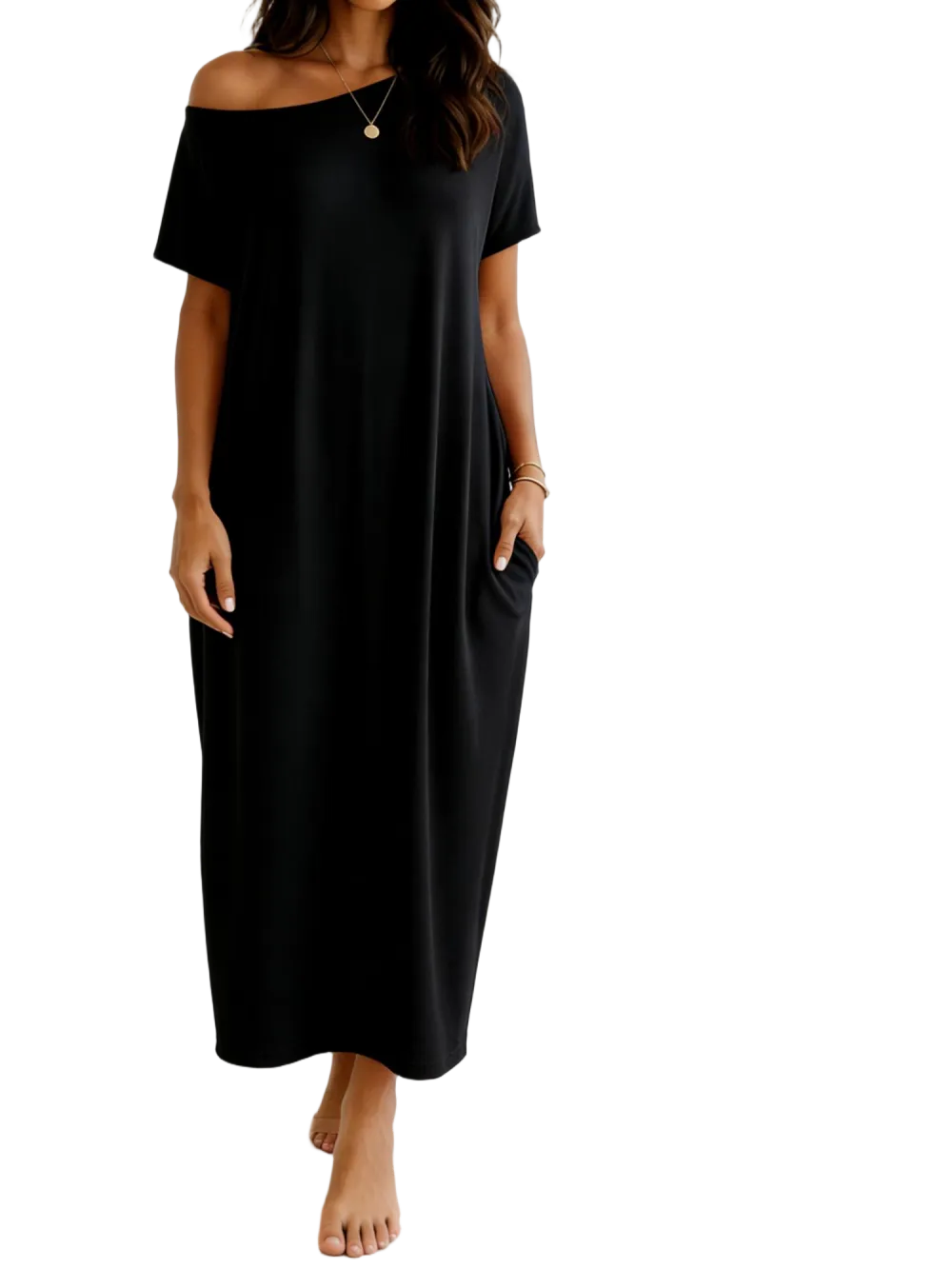Women's Solid Color Batwing Sleeve Lounge Dress