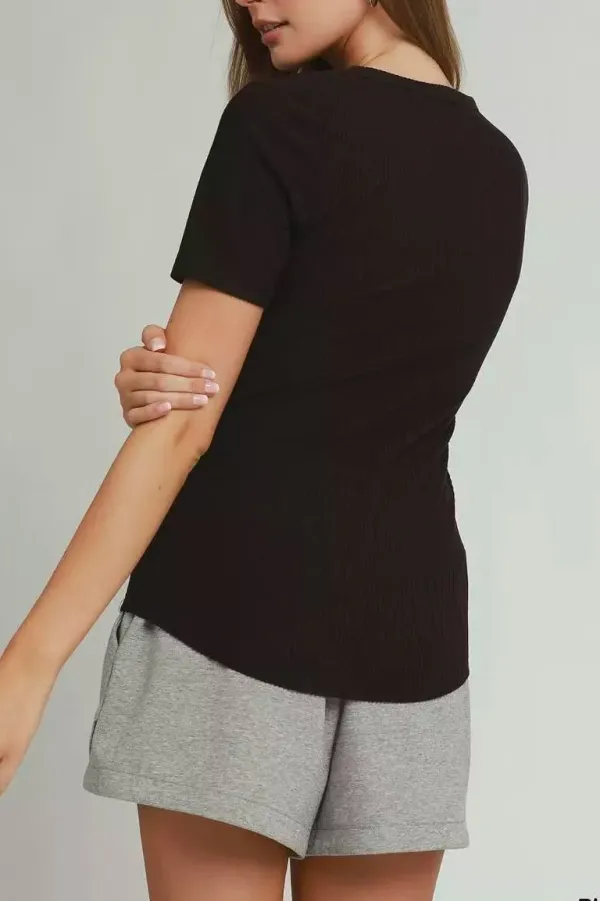 Brushed Rib Short Sleeve Top