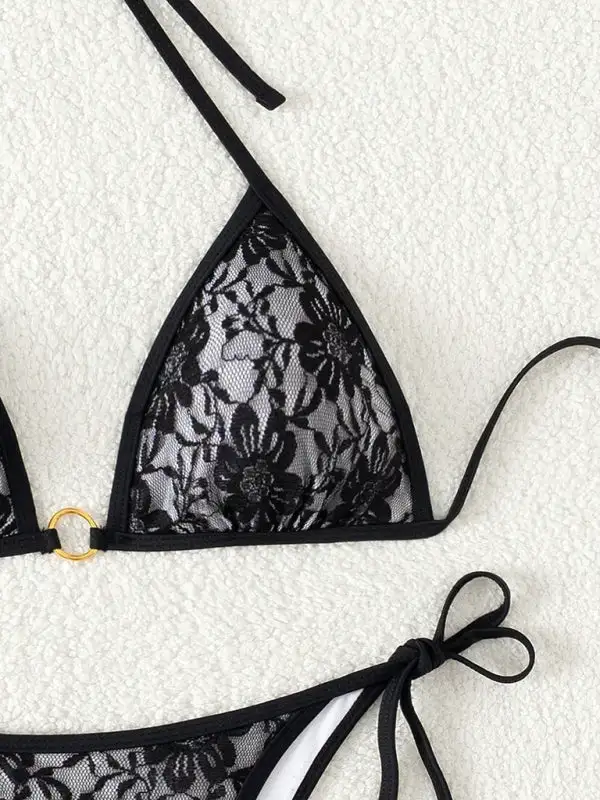 Lace Halter Bikini Swim Set
