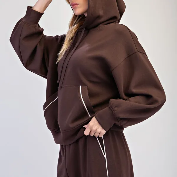 Relaxed Modal Piping Hoodie