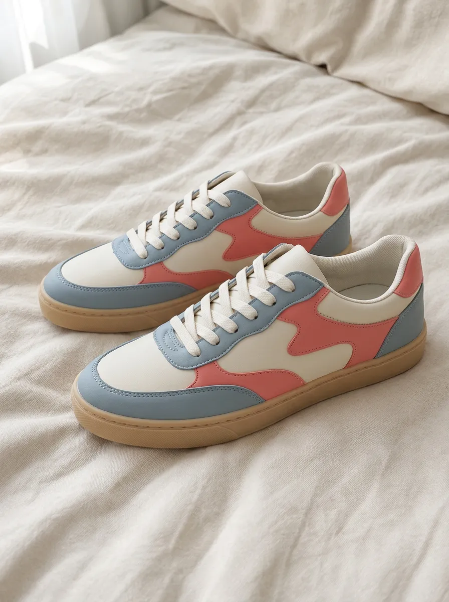 Women's Casual Style Blue Pink Colorblock Printed Sneakers