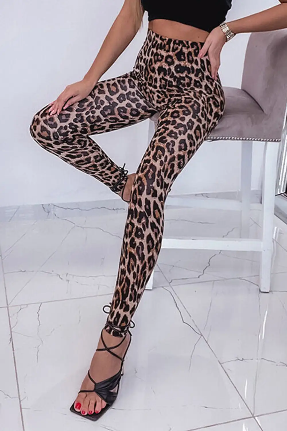 Vintage Leopard Print High Waist Leggings