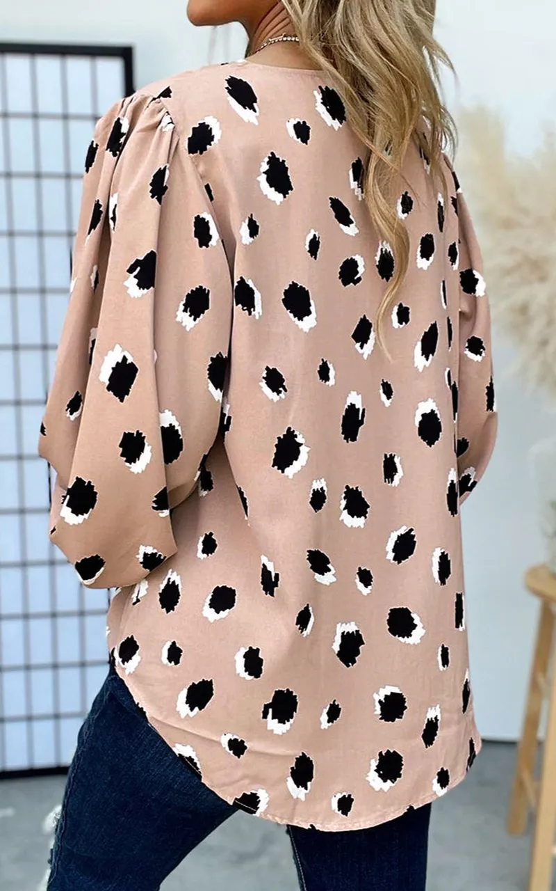 Classic V Neck Bracelet Sleeve Blouse