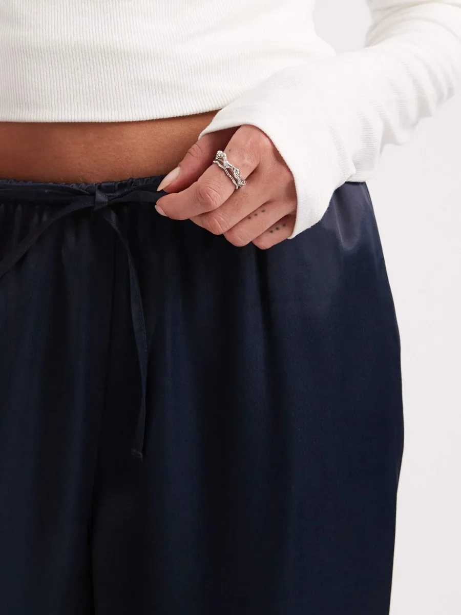 Casual Drawstring Plain Pants
