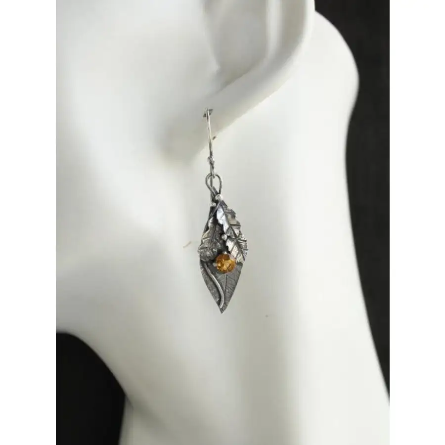 Alloy Rhinestone Leaf Shape Earrings