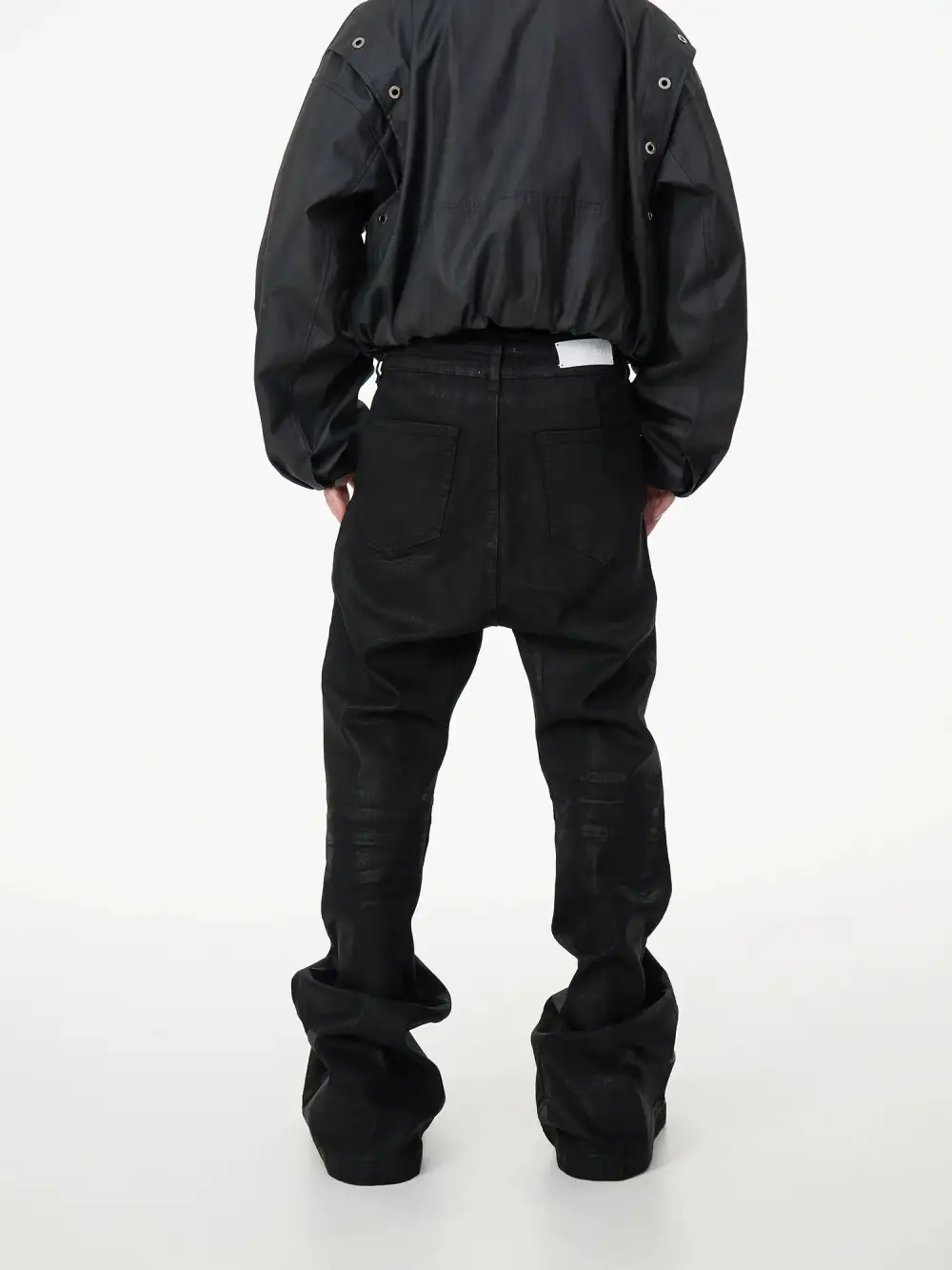Stacked Washed Contrast-Stitch Jeans