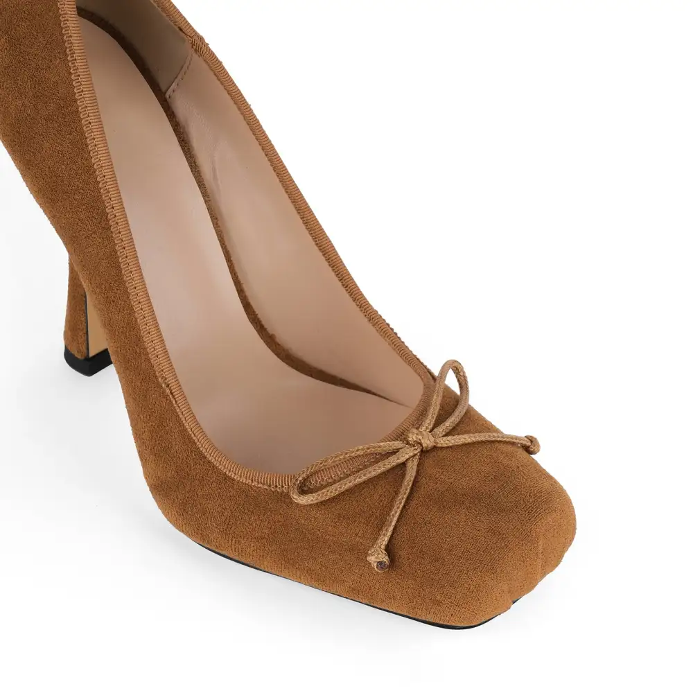 Suede Finish Leopard Pattern Square Toe Stiletto Pumps