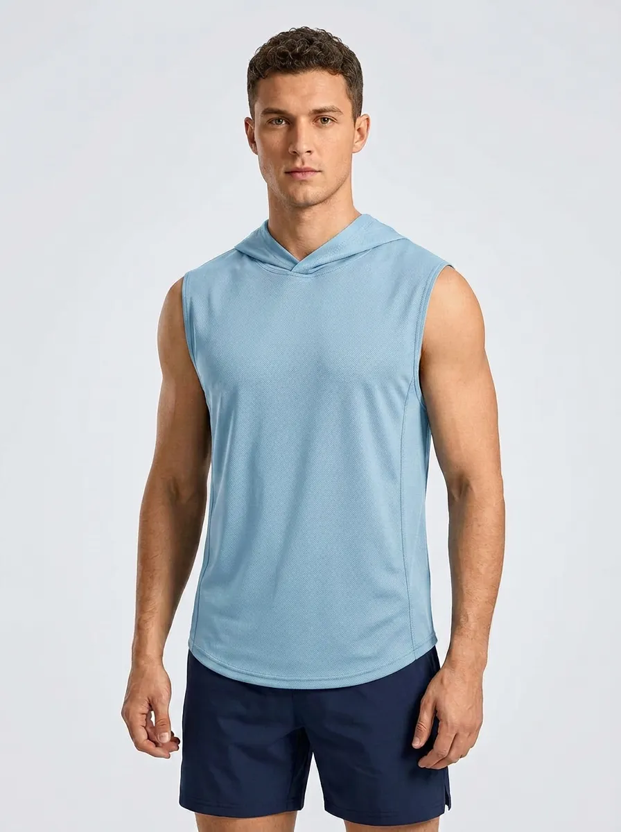 Men's Fitness Gym Workout Sleeveless Hooded Quick-Dry Tank Top