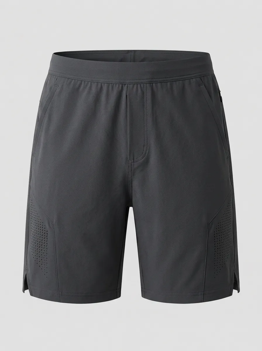 Men's Athletic Fitness Breathable Laser-cut Mesh Printed Shorts