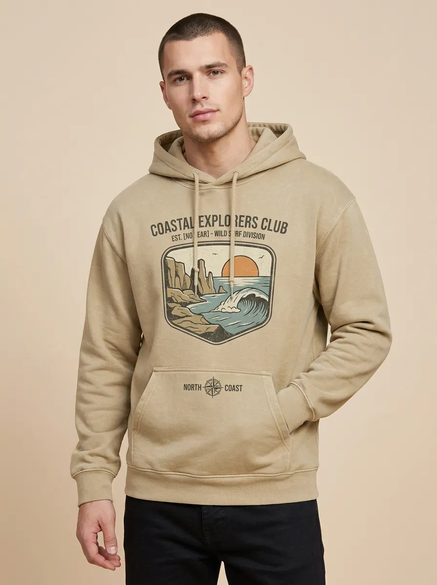 Men's Coastal Explorer Surf Ocean Graphic Hoodie