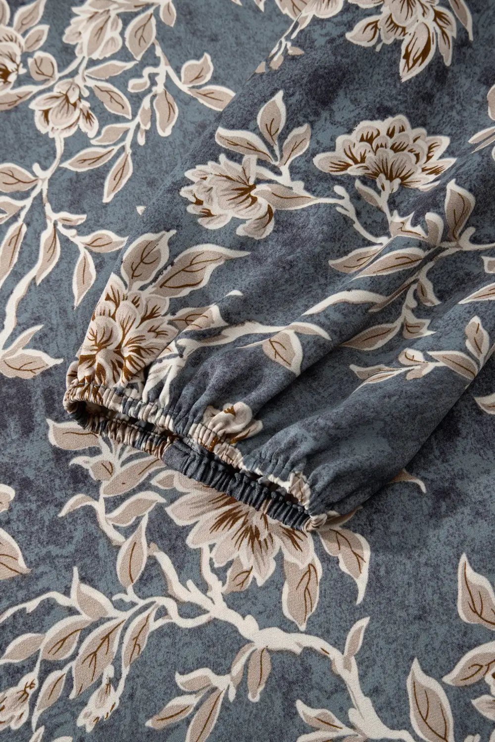 Layered Detail Floral Printed Split Neck Maxi Dress